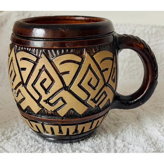 Canecão de Barro Marajoara Luxuosa, caneca cerâmica artesanal