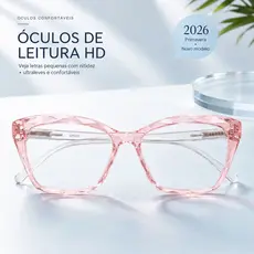 Óculos gato transparente leve, leitura confortável, modelo unissex masculino e feminino