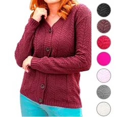 Casaco blusa de frio tricot básica aberta com botões