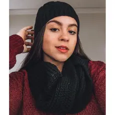 Conjunto gorro touca + gola cachecol lenço inverno tricot lã trança macio básico