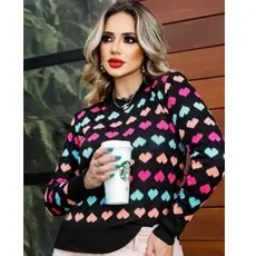 Blusa estampa de coracao multicolorida tendencia