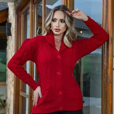 Casaco Feminino inverno cardigan aberto com botões