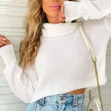 Blusa de frio feminina gola boba tendência 2024