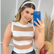 regatinha de verão em estilo garrafinha versátil com detalhe em listras