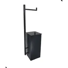 Papeleira Com Lixeira Preta Inox 304