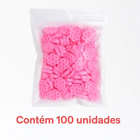 Kit 100 Batoques Flor Colmeia Rosa Para Cola Suporte Extensao De Cilios