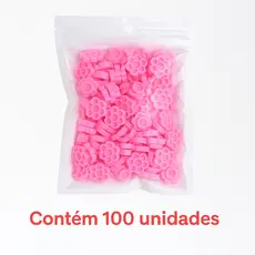 Kit 100 Batoques Flor Colmeia Rosa Para Cola Suporte Extensao De Cilios