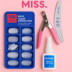 Kit 100 Unhas postiças + Alicate cortador + Cola 10g + Lixa Bumerang