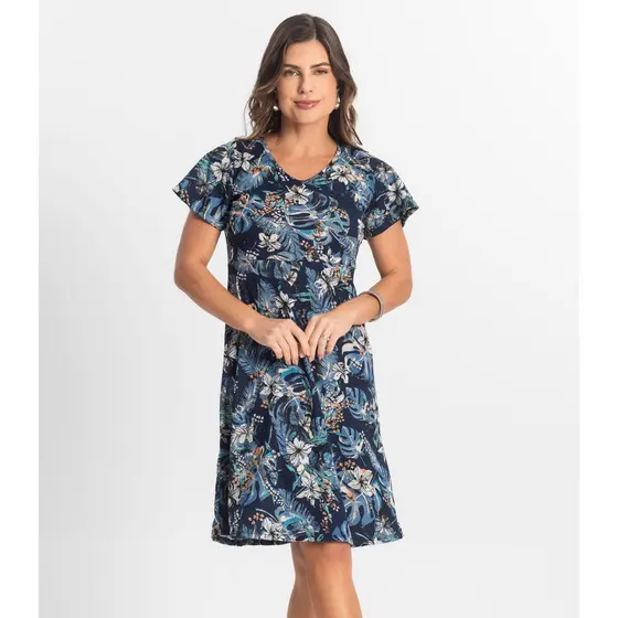 Vestido Curto Feminino Helanca Estampado Select Azul