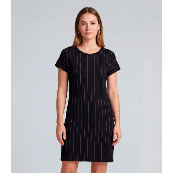 Vestido Básico Com Gola Redonda Infinita Cor Preto