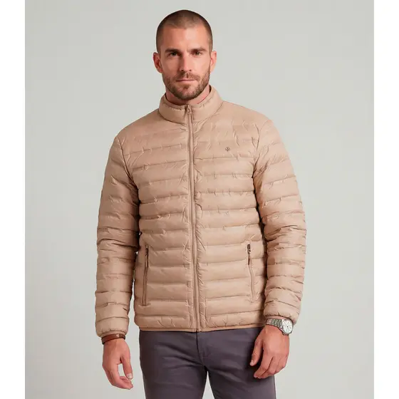Jaqueta Masculina Microfibra Com Bolsos Diametro Marrom