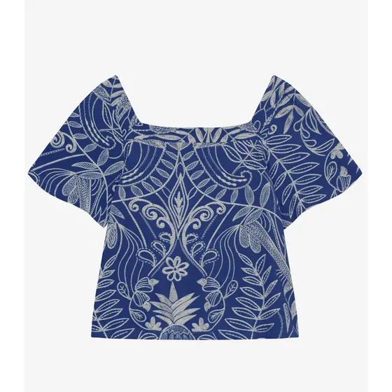Blusa Manga Curta Plus Size Secret Glam Azul