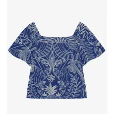 Blusa Manga Curta Plus Size Secret Glam Azul
