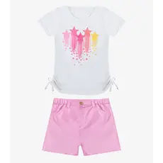 Conjunto Infantil Blusa Com Shorts Rovi Kids Rosa