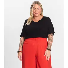 Blusa Visco Tricot Plus Size Secret Glam Preto