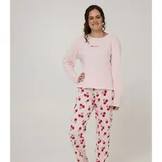 Pijama Longo Feminino Meia Malha Evanilda Rosa