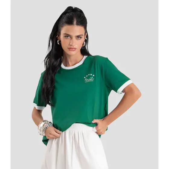 Camiseta Feminina em Meia Malha Brasil Dianna Verde