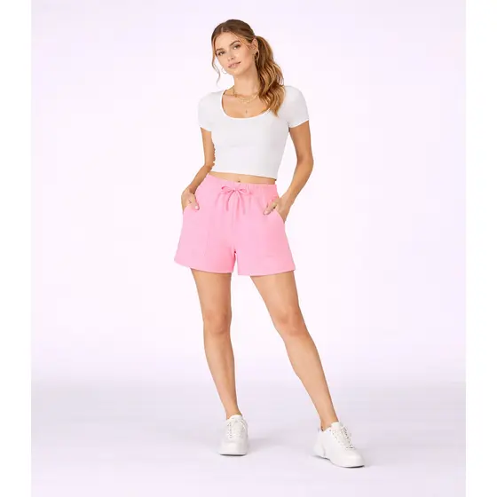 Shorts Feminino Com Bolsos Sobrepostos Good Bless Rosa