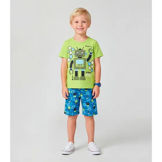 Pijama Infantil Masculino Brilha No Escuro Kappes Verde