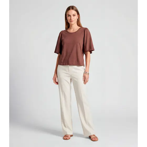 Blusa Feminina Com Manga Godê Infinita Cor Marrom