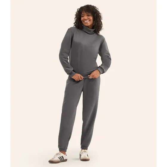 Calça Jogger Básica Moletom Peluciado Rovitex Cinza