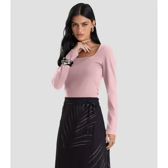 Blusa Feminino Cotton Manga Longa Dianna Rosa