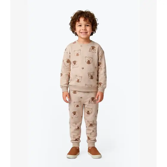 Conjunto Blusão Com Calça Menino Rovi Kids Bege
