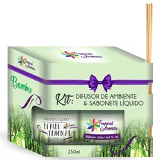 Kit Refil Difusor Aromatizador + Sabonete Líquido Bambu 250ml Tropical Aromas