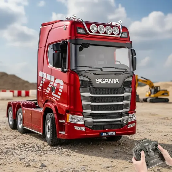 Caminhão - Modelo Scania 770s De Controle Remoto Vermelho/cinza/verde