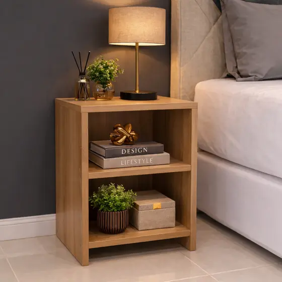 Mesa de Cabeceira Compacta com Nicho – Ideal para Quarto 60
