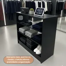 Multiuso Balcão Central  Com Prateleiras Loja Quarto Organização REF 85