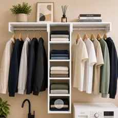 Arara Suspensa de Parede Closet Aberto com Cabideiro Organizador de Roupas- 89