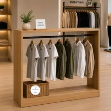Balcão Aparador Expositor de Roupas com Cabideiro Cromado Multiuso Loja Closet 87x87x38 cm - 81