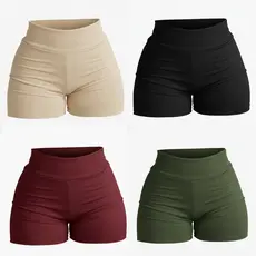 Shorts Fitness Anarruga Canelado Cos Alto Feminino  Zero Transparência