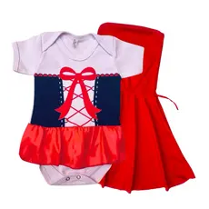 Body Bebê Chapeuzinho vermelho Temático Mêsversário Menina Laço + Tule (opcional)