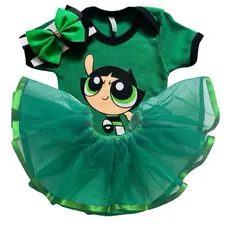 Body Bebê Temático Mesversário Meninas Super Poderosas Docinho + laço + tule