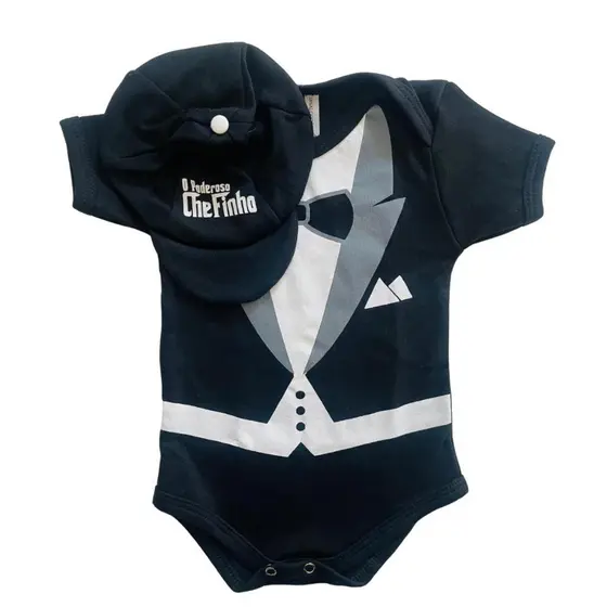 Body De Bebê Temático Poderoso Chefinho + Boina Mesversário Infantil Promoção