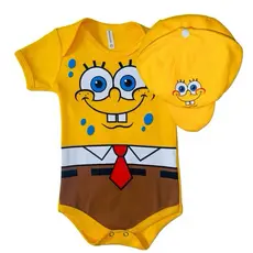 Body Bebê Bob Esponja Fantasia Temático Personagem Mesversário Menino