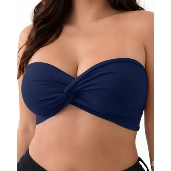 Top Cropped Faixa Tomara Que Caia Suplex Com Forro Duplo Detalhe Nó Torcidinho