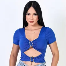 Blusinha Cropped Feminina Suplex Fivela Dupla Dourada Moda Gringa Tamanho Único