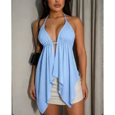 Cropped Top Malibu Blusinha Frente Única Costas Nua Babado com Bojo Amarração 36 ao 46 Lindas Cores