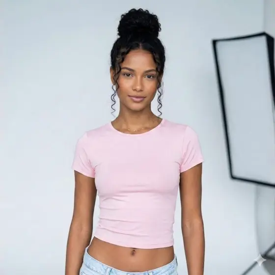 Baby Tee T-shirt Feminina Lisa Malha Romantic Não Amassa Blusinha Premium