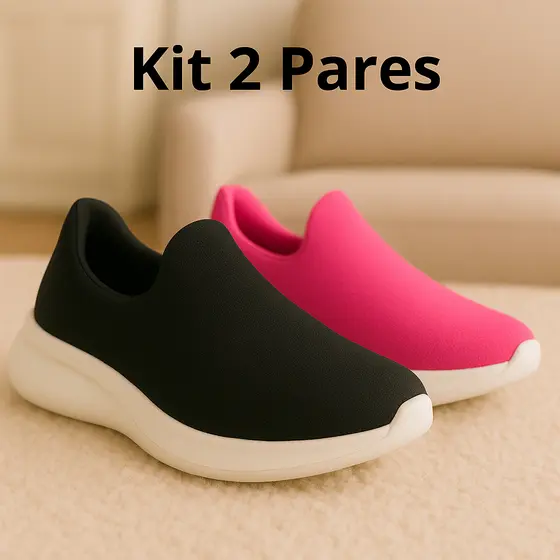 KIT 2 PARES Tênis Infantil Calce Fácil Menino E Menina Escolar