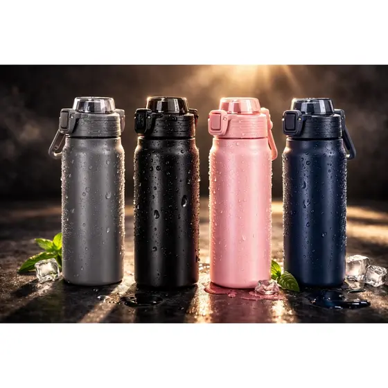 Garrafa Térmica 700ml Inox com Canudo | Tampa com Trava e Alça | Mantém Quente e Frio