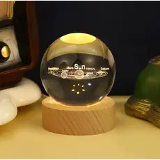 Luminária Bola Cristal 3D LED Globo Terrestre Decorativa de Mesa