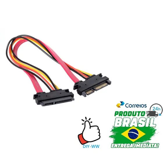 30cm sata 22 pinos macho para fêmea sata cabo de extensão sata 3 iii 6 gb/s 22 pinos macho para fêmea 7 + 15 pinos dados sata hdd potência