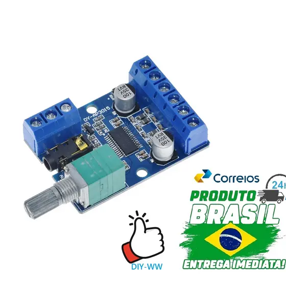 Placa amplificadora digital estéreo de alta potência com potenciômetro de volume 30w 2 canais AP3015