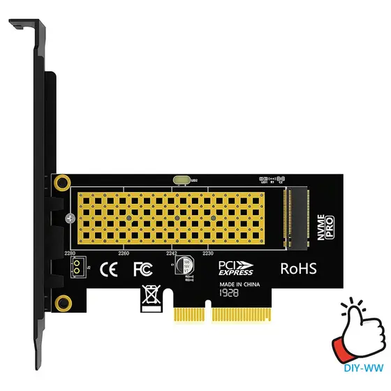 M.2 NVME SSD para Placa Adaptadora PCIe 4.0, Adaptador para Área de Trabalho PC 64Gbps SSD PCIe 4.0 X4, Velocidade Total PCI-E GEN4