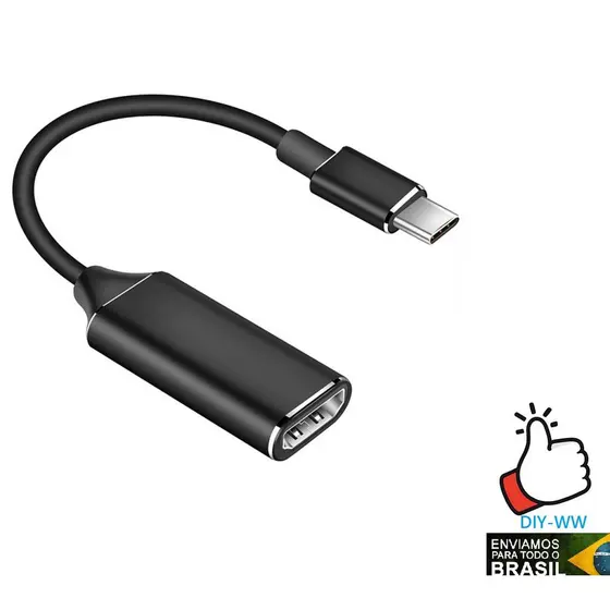 Cabo Adaptador Conversor Tipo C Para Hdmi Macbook Notebook Smartphone