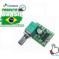 Placa amplificadora de áudio pam8403 5v, 2 canais 3w com controle de volume/potência usb